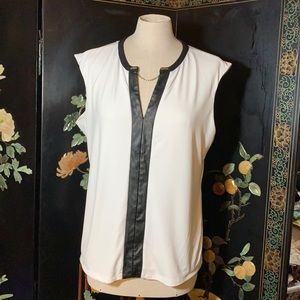 CK top with leather and chain detail
